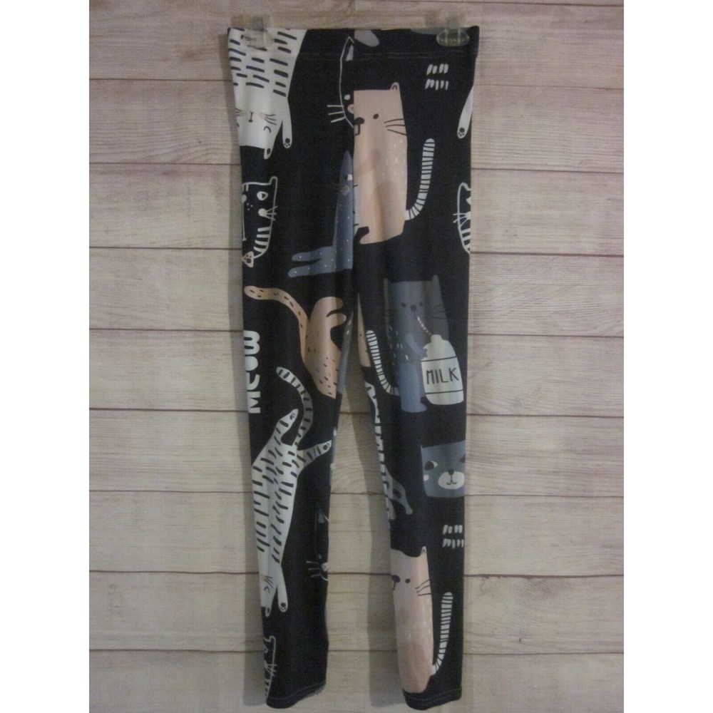Leggings Cat Kitten Size Small Elastic Waist Multicolor Animal Starch Pull On